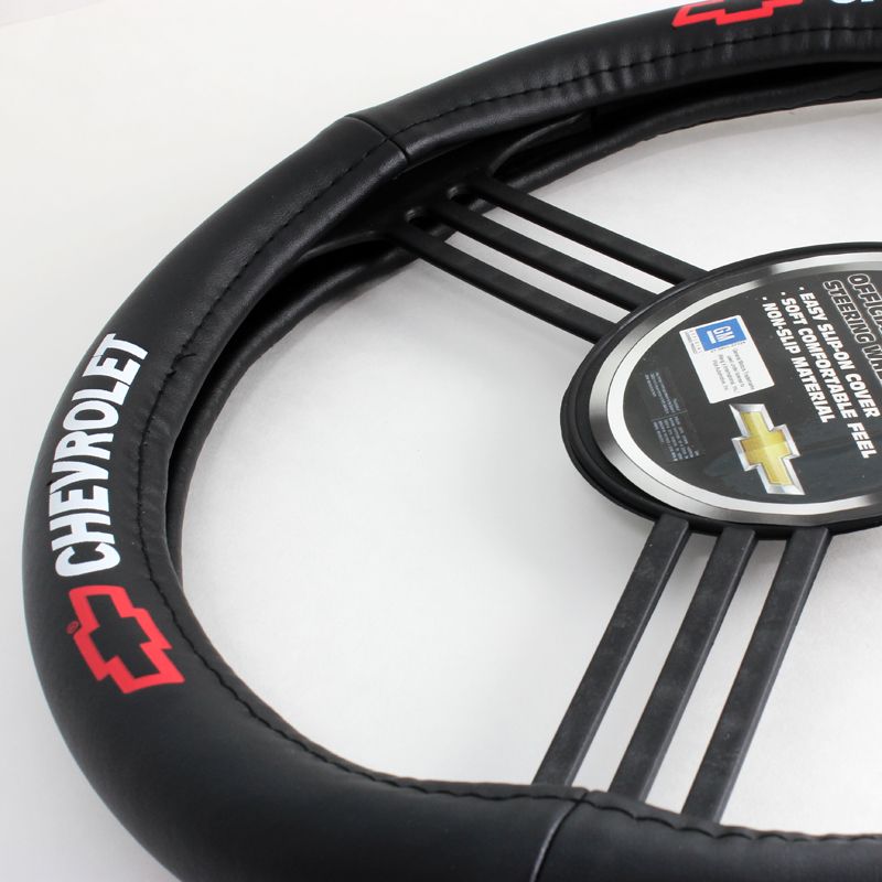 Chevrolet Logo Black Leather Genuine Steering Wheel Cover w/ DIE CAST