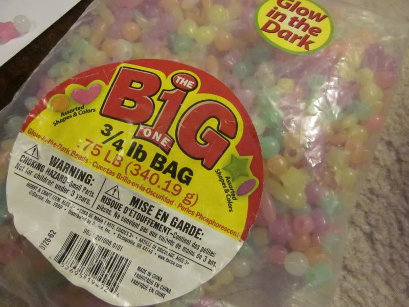 I got this big bag of glow in the dark beads at a craft store near me. I've had it awhile and don't know how much it cost, but I'm sure you can find it.