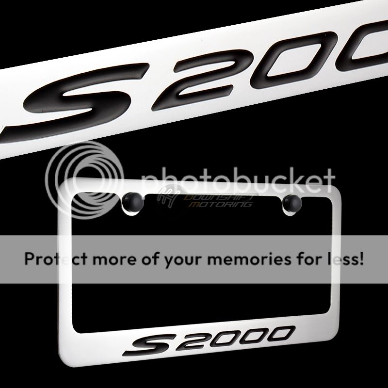 HONDA S2000 LOGO Chrome Plated Brass License Plate Frame with 2 Black
