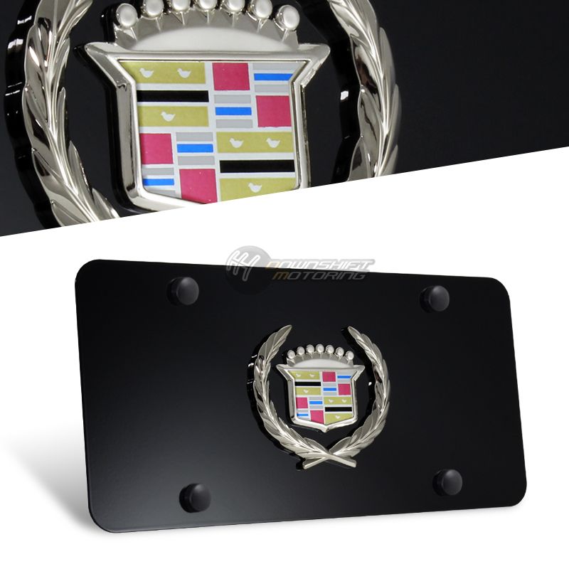 Cadillac Classic 3D Front License Plate Frame Black Stainless Steel AUTHENTIC