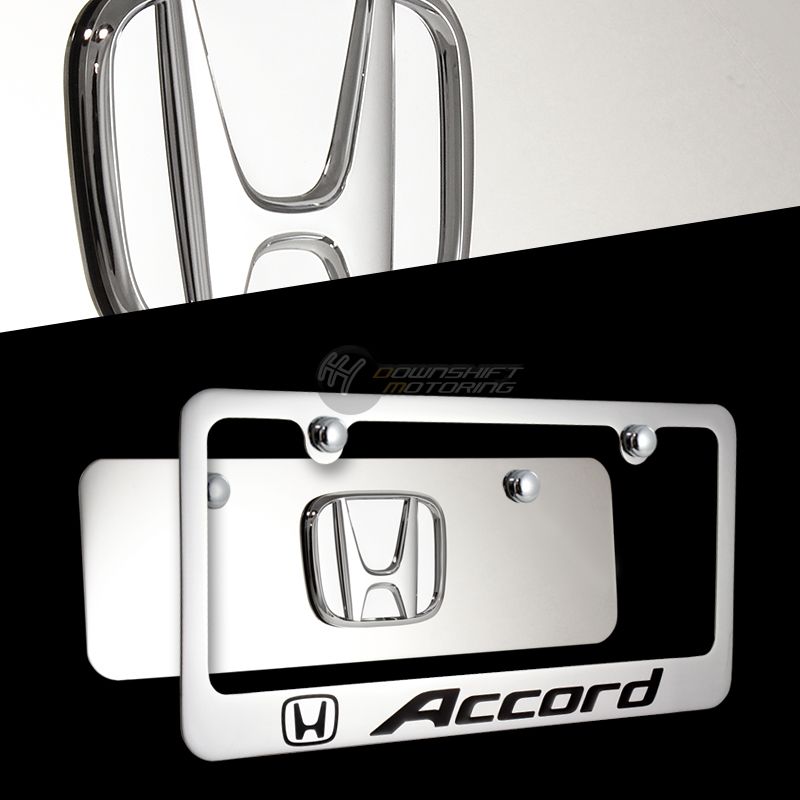 Rear Mirror Stainless Steel License Plate Frame Set NEW 3D Honda ACCORD Front