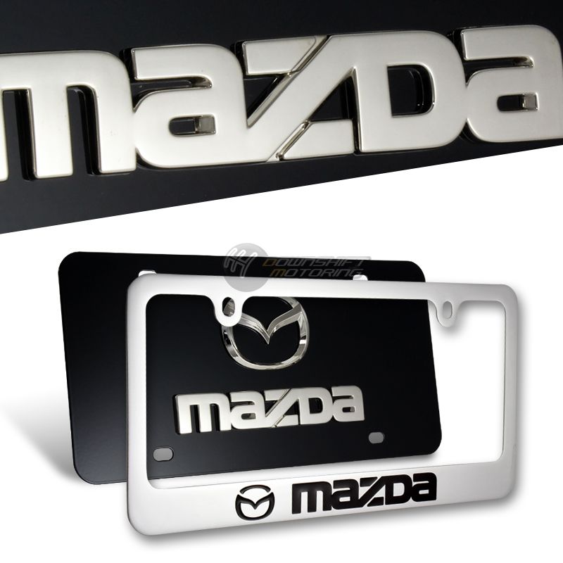 2pcs MAZDA 3 6 Gloss Black Stainless Steel License Plate Frame Front /& Back