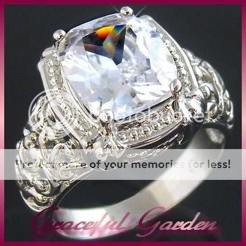   25ct Solitaire Cushion Cut Cubic Zirconia CZ 18KGP Engagement Ring #9